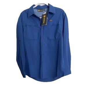 Solstice Men's Fishing Shirt Blue S Insect Repellent Lightweight Mesh Lining